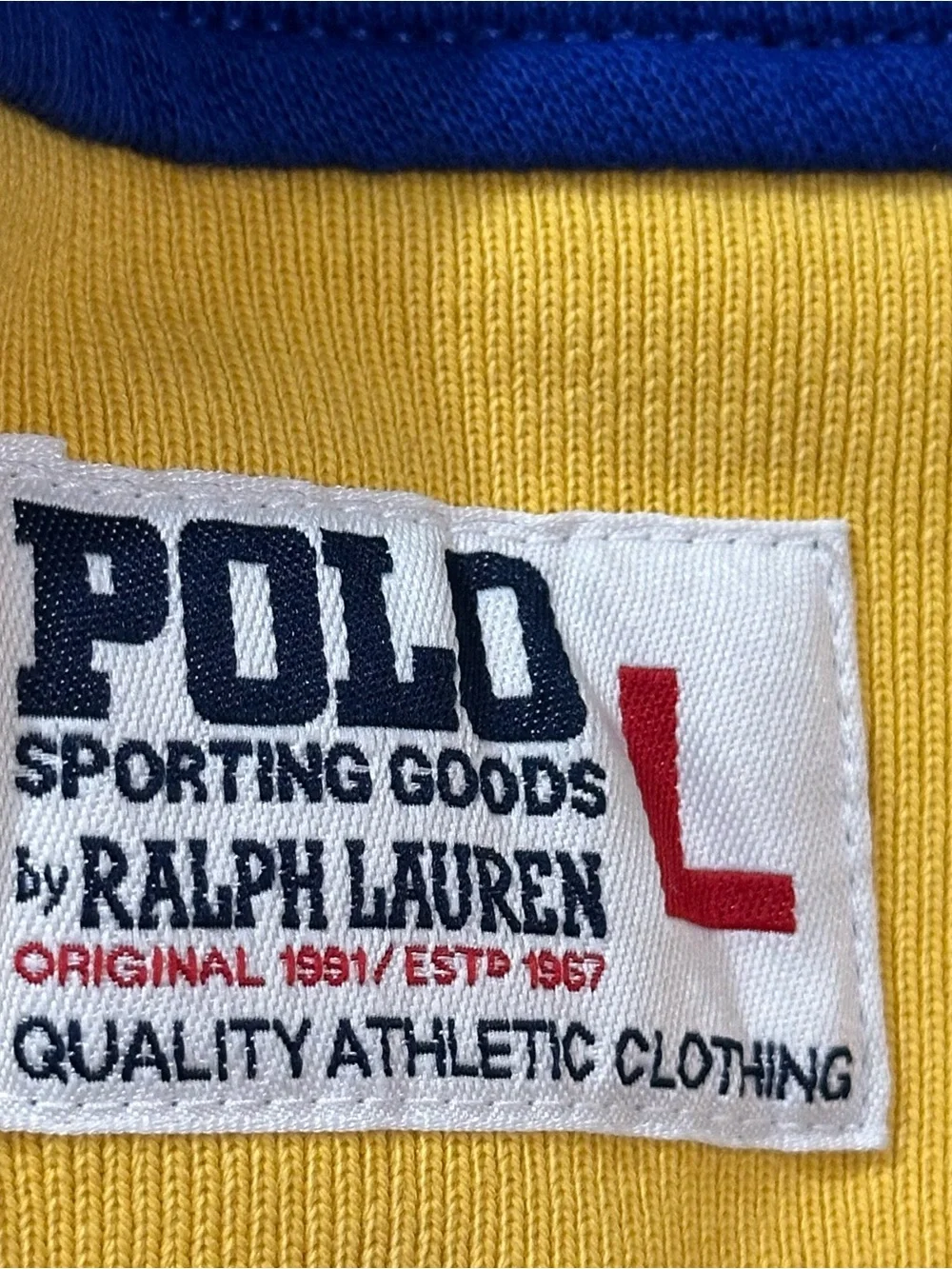Vintage Ralph Lauren Polo Track Half-Zip Sweater in Royal Blue and Yellow